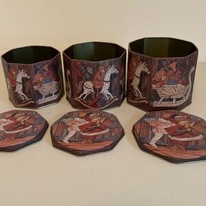 Enesco vintage nesting Christmas tins 1980’s